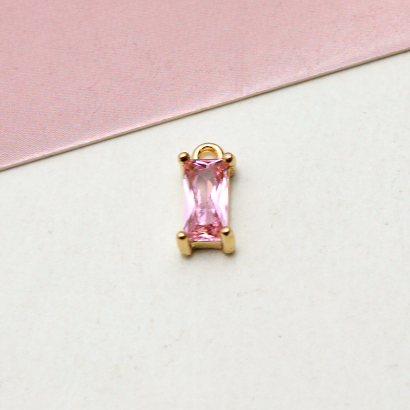 4*8mm Colored Zircon Rectangle Pendant Single Hanging Ring