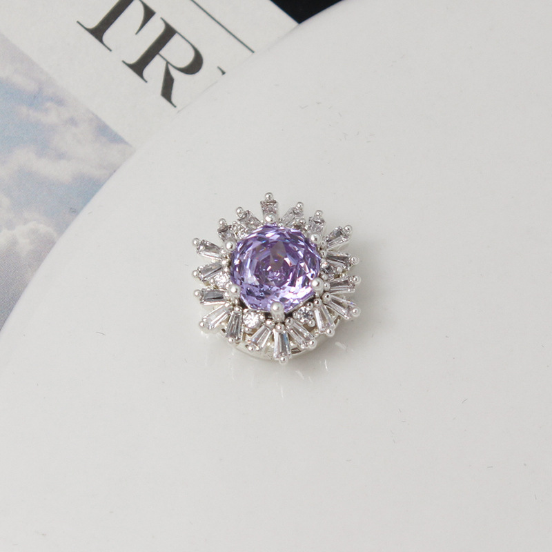 Colorful Rose Cut Zirconia Full Inlaid Snowflake Spacer Bead Multiple Holes