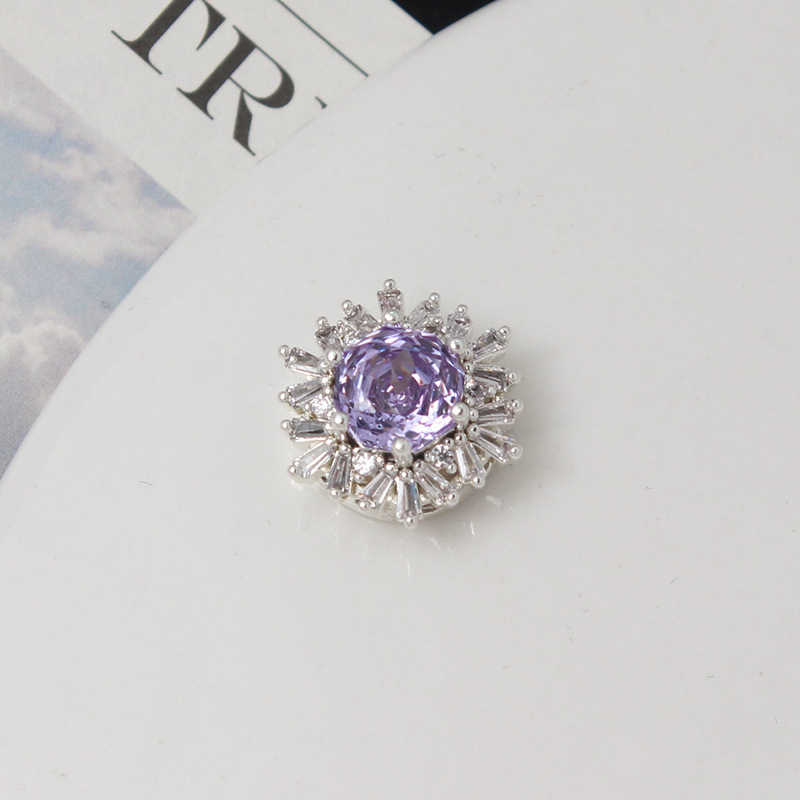 Colorful Rose Cut Zirconia Full Inlaid Snowflake Spacer Bead Multiple Holes