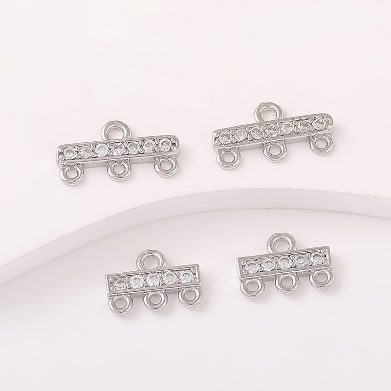 14k Gold Plated Brass Cubic Zirconia Inlaid Multiple Hanging Rings Connector Accessory for Jewelry DIY
