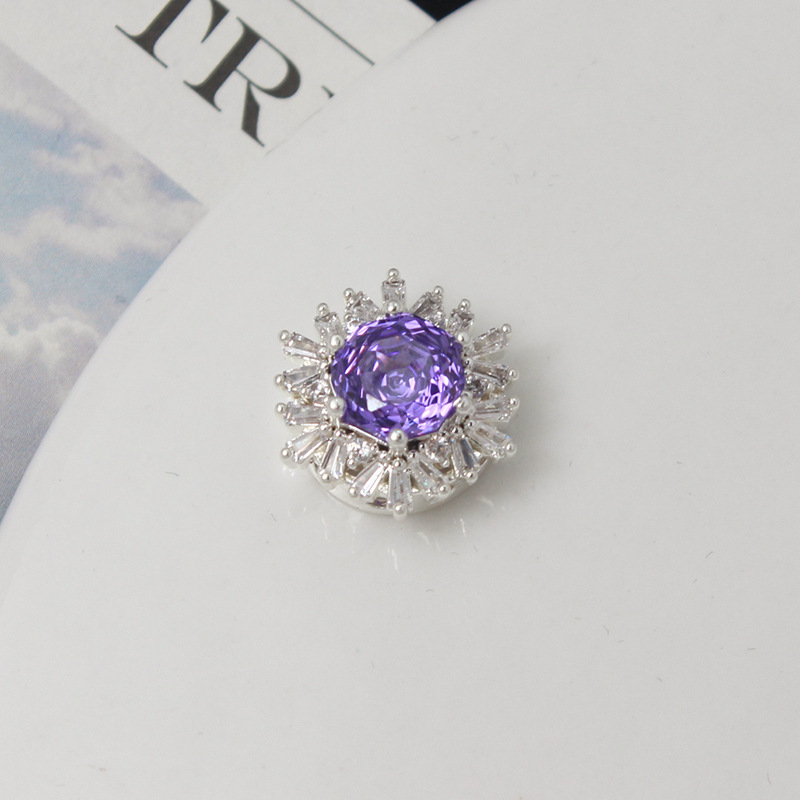 Colorful Rose Cut Zirconia Full Inlaid Snowflake Spacer Bead Multiple Holes