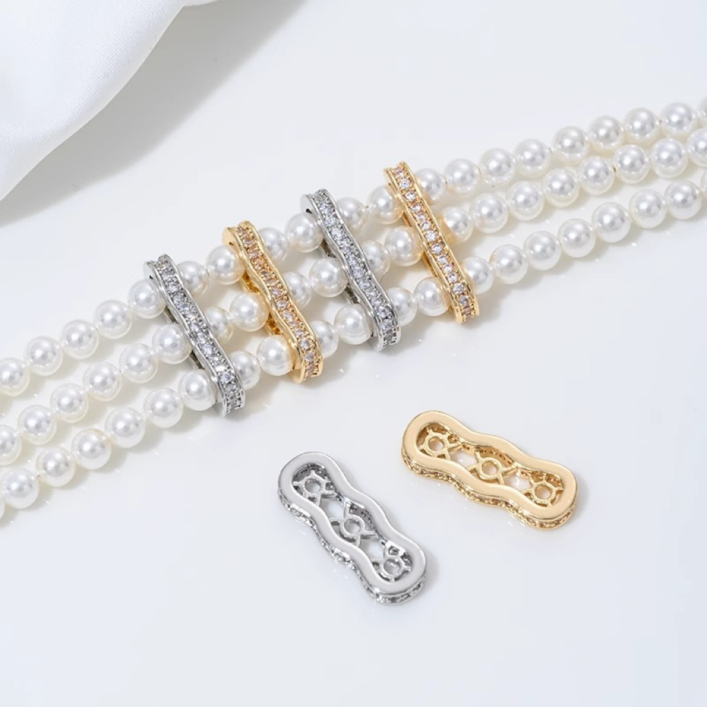 Zirconia Inlaid Gold Plated Two Rows Three Rows Spacer Accessory