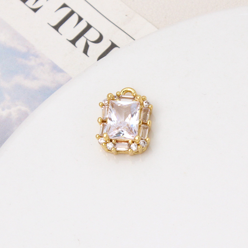 Palace Style Zirconia Inlaid Geometric Pendant Jewelry Charms for DIY Multiple Color