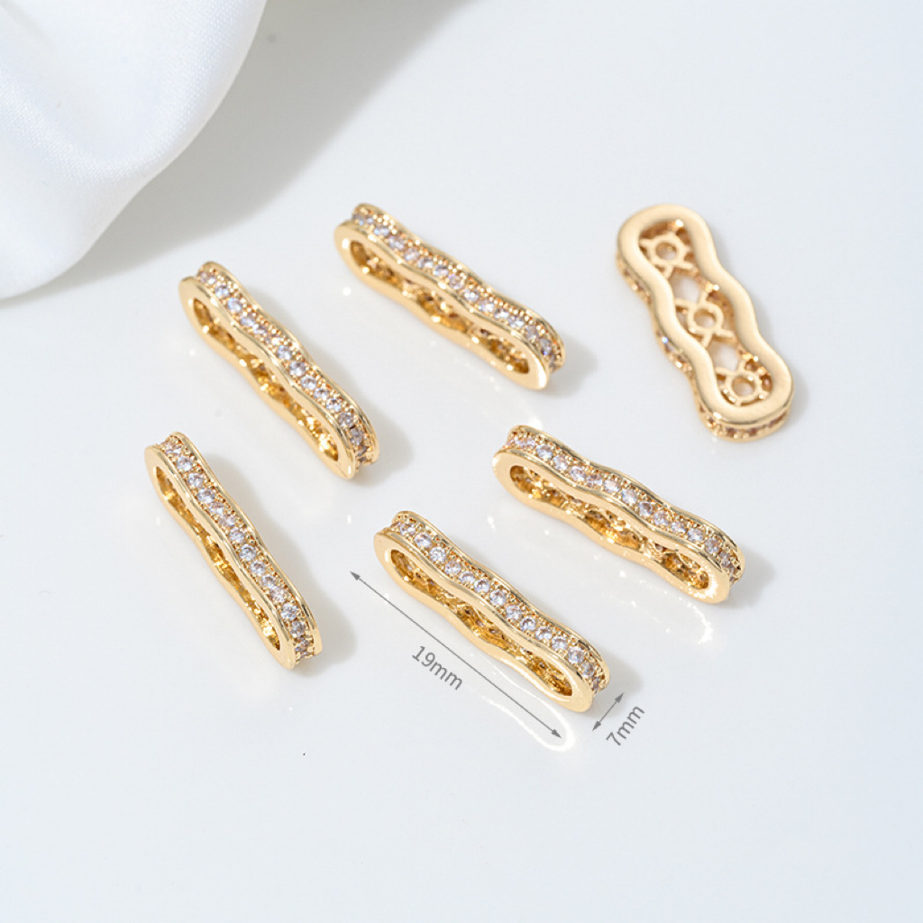 Zirconia Inlaid Gold Plated Two Rows Three Rows Spacer Accessory