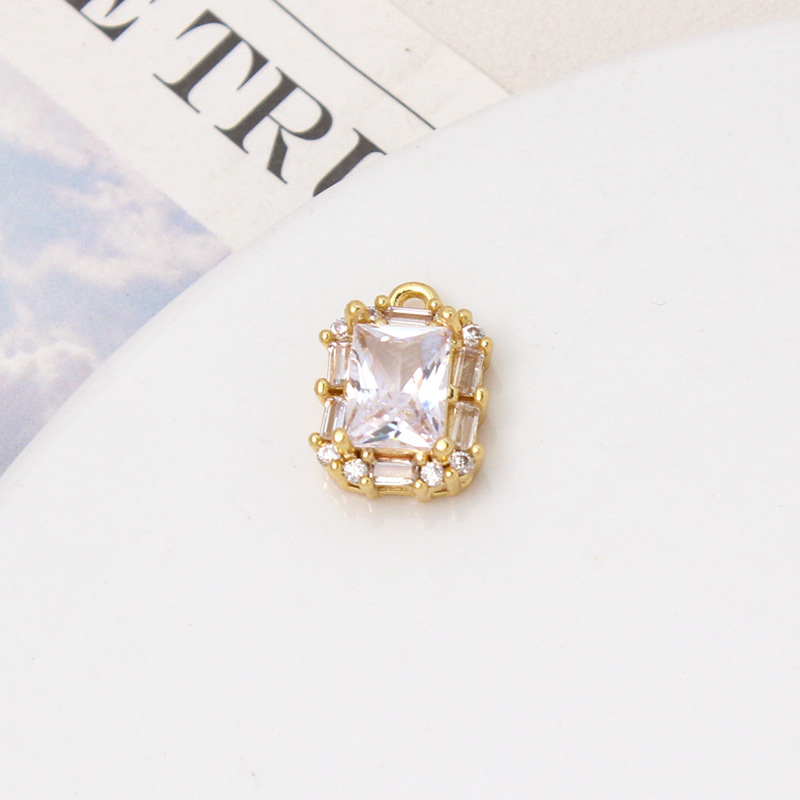 Palace Style Zirconia Inlaid Geometric Pendant Jewelry Charms for DIY Multiple Color