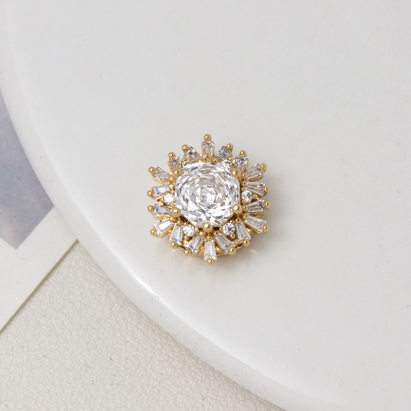 Colorful Rose Cut Zirconia Full Inlaid Snowflake Spacer Bead Multiple 