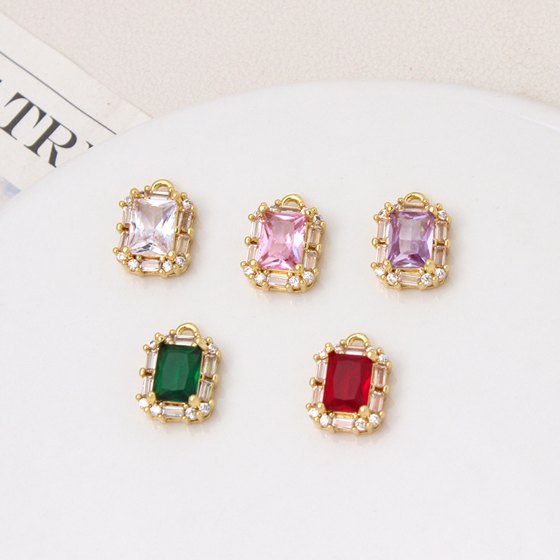 Palace Style Zirconia Inlaid Geometric Pendant Jewelry Charms for DIY Multiple Color