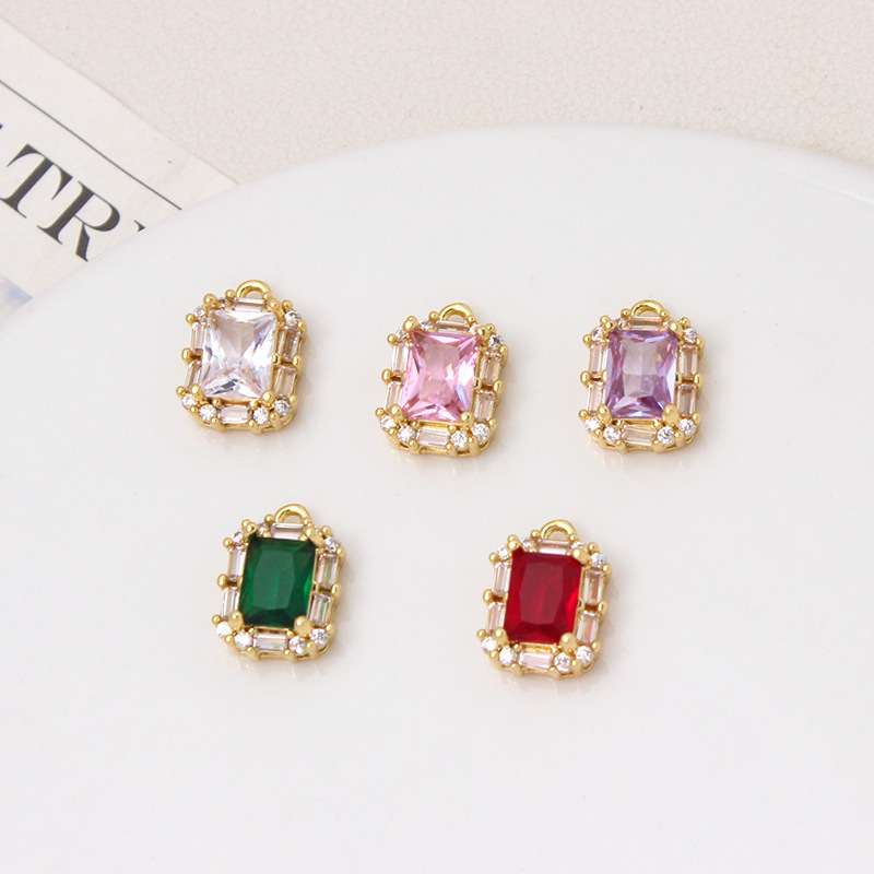 Palace Style Zirconia Inlaid Geometric Pendant Jewelry Charms for DIY Multiple Color