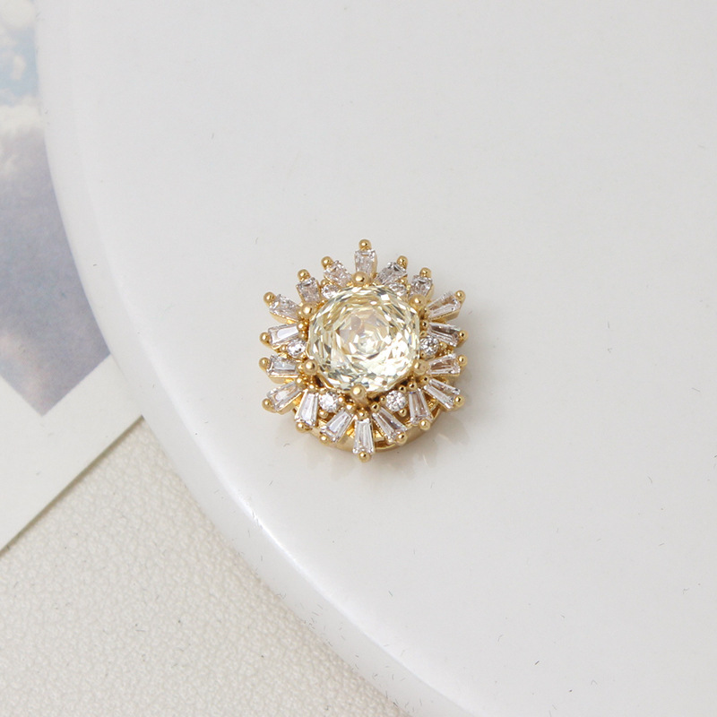 Colorful Rose Cut Zirconia Full Inlaid Snowflake Spacer Bead Multiple Holes