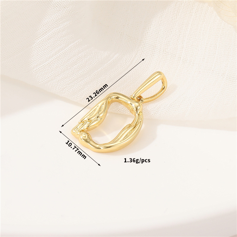 14k Gold Plated Artistic Bird 26 Letters Pendant Jewelry Charms