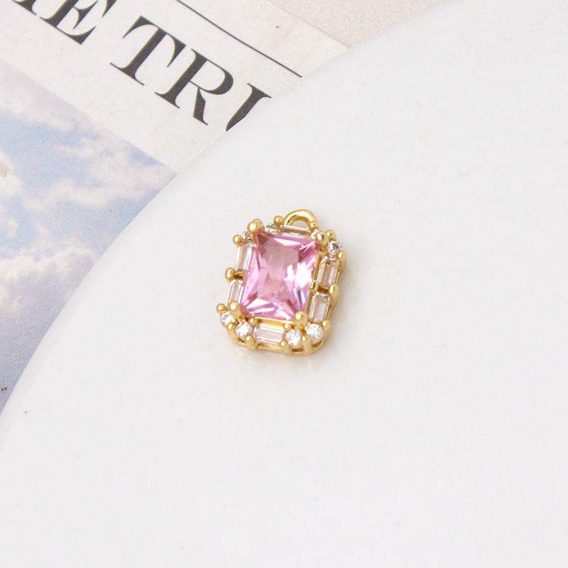 Palace Style Zirconia Inlaid Geometric Pendant Jewelry Charms for DIY Multiple Color