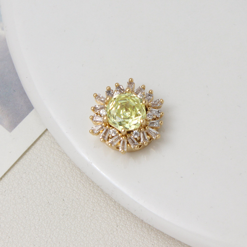 Colorful Rose Cut Zirconia Full Inlaid Snowflake Spacer Bead Multiple Holes