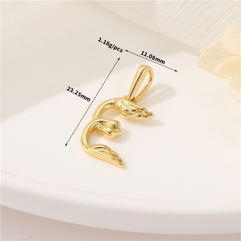 14k Gold Plated Artistic Bird 26 Letters Pendant Jewelry Charms