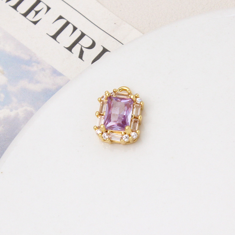 Palace Style Zirconia Inlaid Geometric Pendant Jewelry Charms for DIY Multiple Color