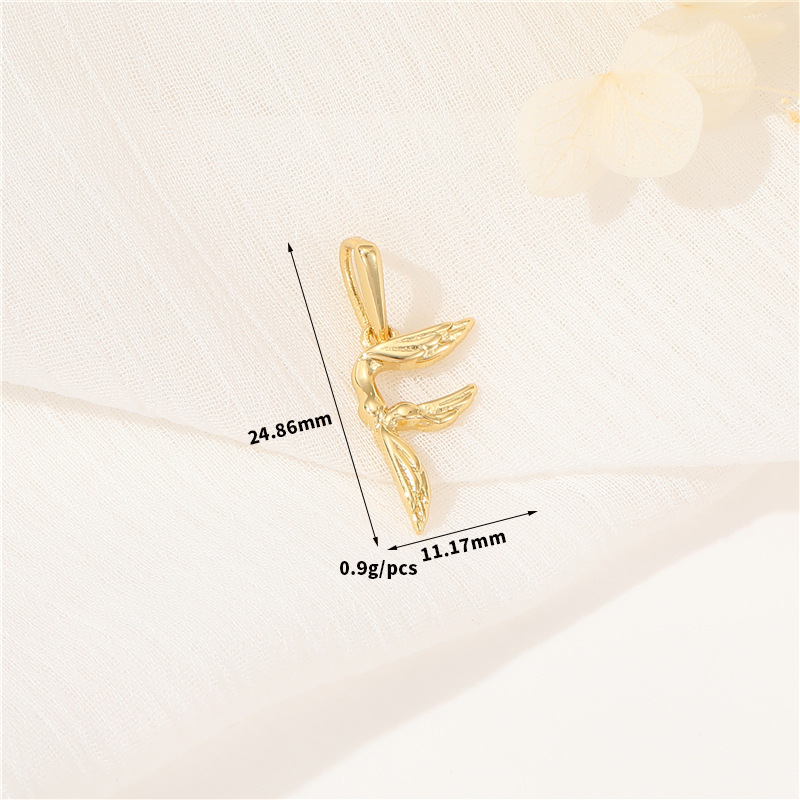 14k Gold Plated Artistic Bird 26 Letters Pendant Jewelry Charms
