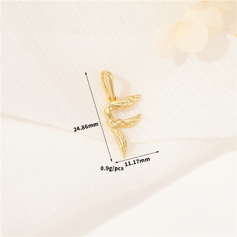 14k Gold Plated Artistic Bird 26 Letters Pendant Jewelry Charms