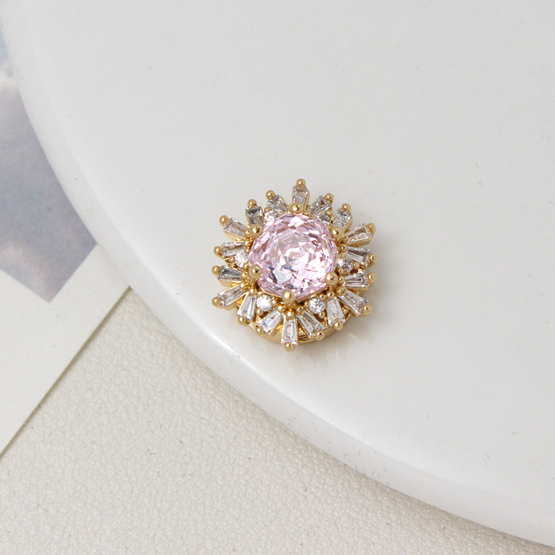 Colorful Rose Cut Zirconia Full Inlaid Snowflake Spacer Bead Multiple Holes