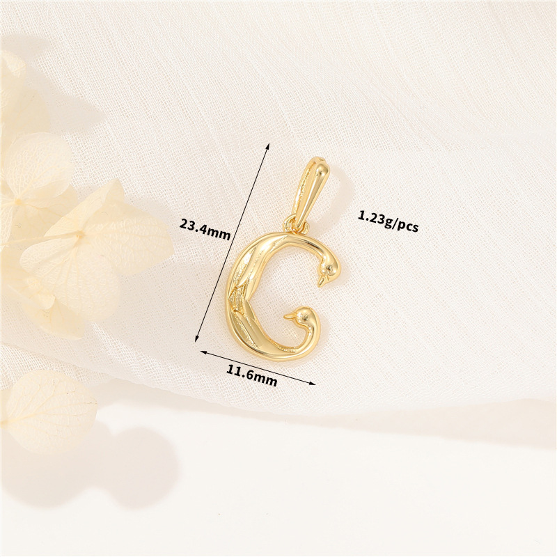 14k Gold Plated Artistic Bird 26 Letters Pendant Jewelry Charms