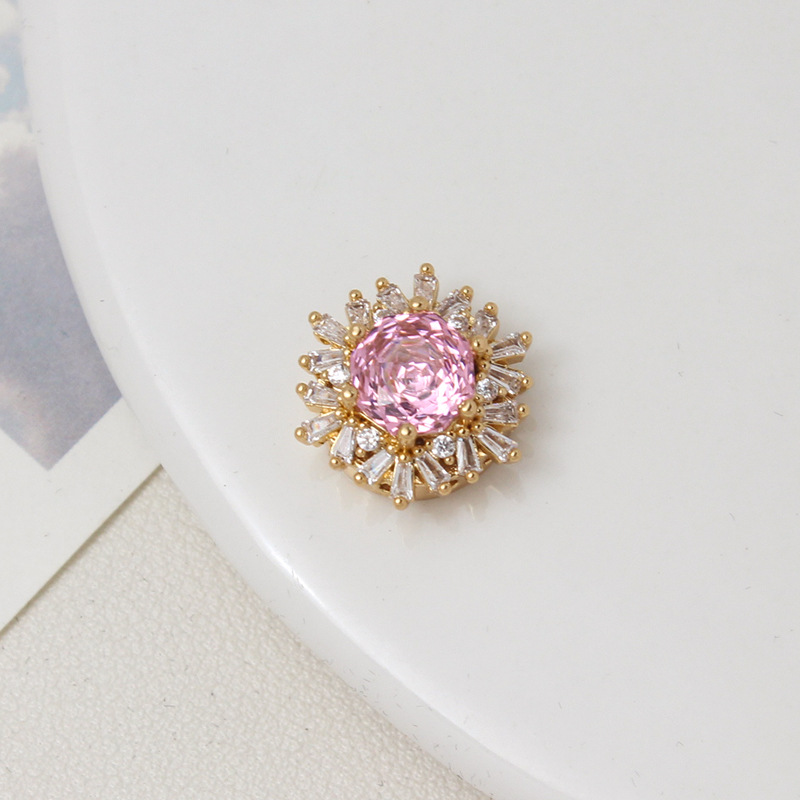 Colorful Rose Cut Zirconia Full Inlaid Snowflake Spacer Bead Multiple Holes