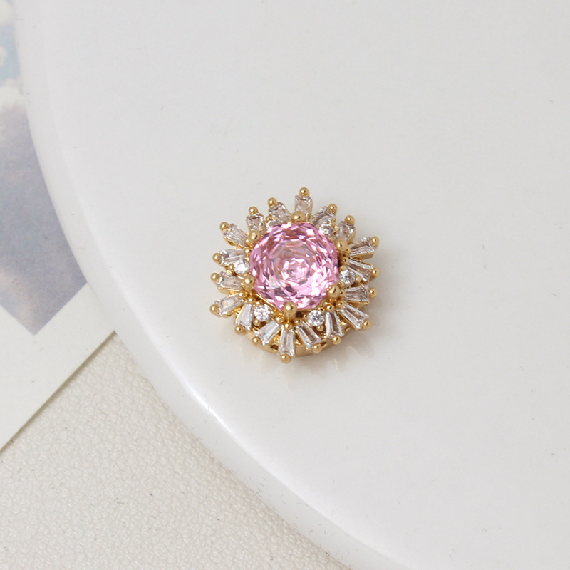 Colorful Rose Cut Zirconia Full Inlaid Snowflake Spacer Bead Multiple Holes