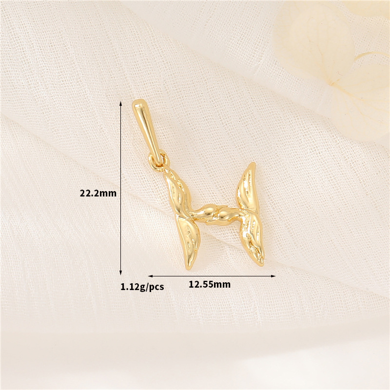 14k Gold Plated Artistic Bird 26 Letters Pendant Jewelry Charms