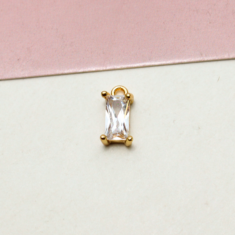 4*8mm Colored Zircon Rectangle Pendant Single Hanging Ring