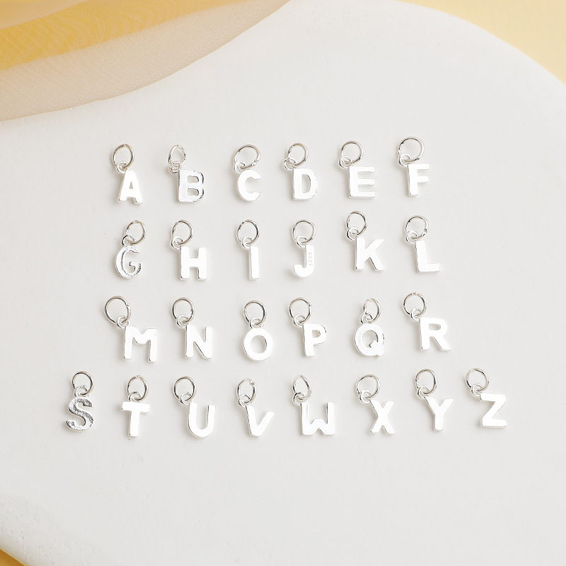 925 Sterling Silver 6*8mm letters charms jewelry pendant with hanging ring