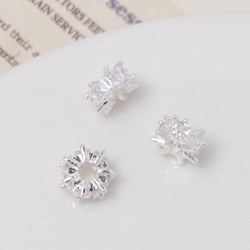 Inlaid Square Zircon Wheel Spacer Bead