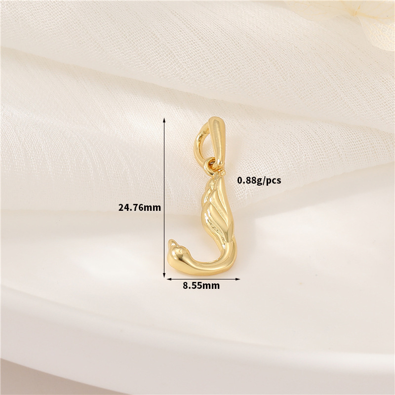 14k Gold Plated Artistic Bird 26 Letters Pendant Jewelry Charms
