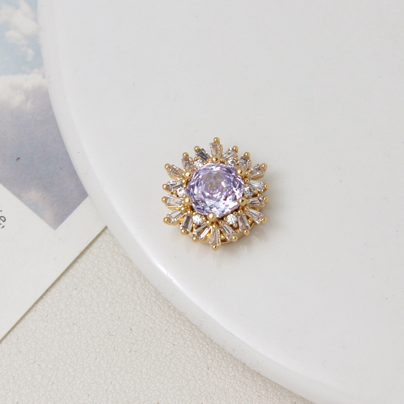 Colorful Rose Cut Zirconia Full Inlaid Snowflake Spacer Bead Multiple Holes