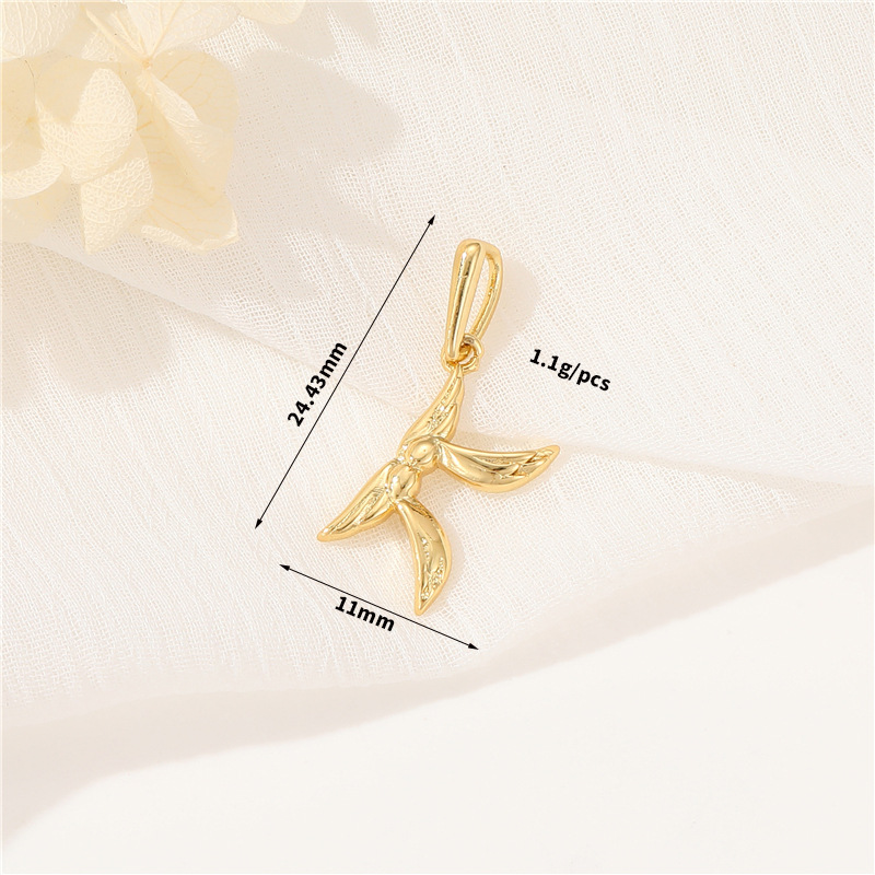 14k Gold Plated Artistic Bird 26 Letters Pendant Jewelry Charms
