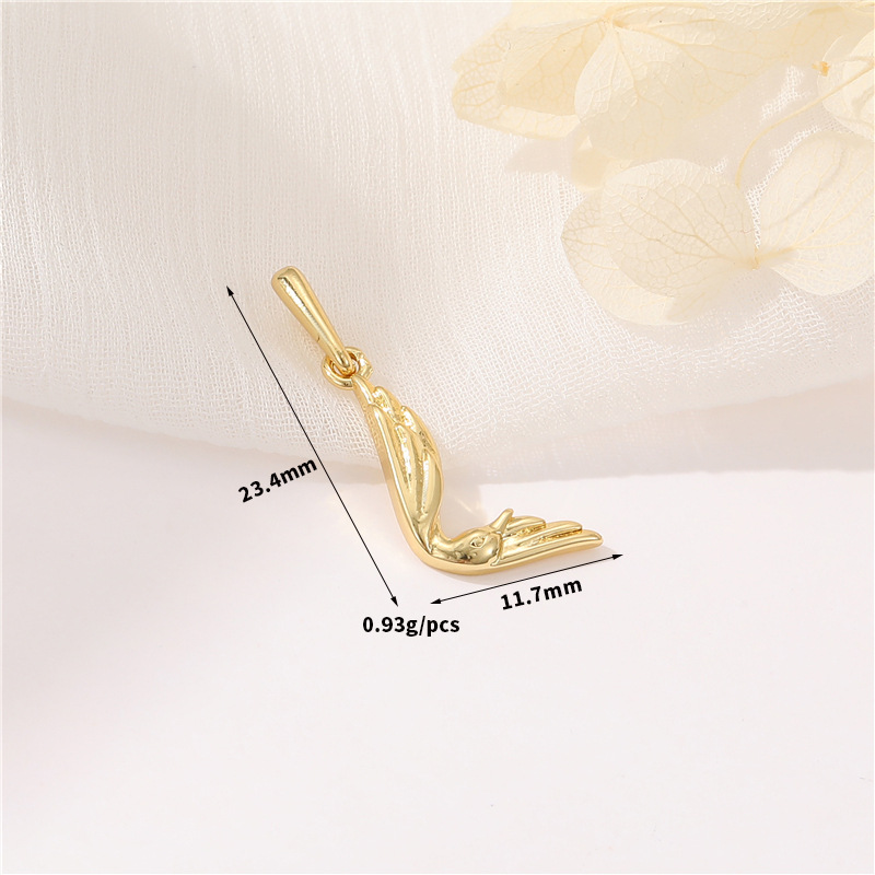 14k Gold Plated Artistic Bird 26 Letters Pendant Jewelry Charms