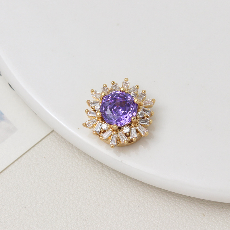 Colorful Rose Cut Zirconia Full Inlaid Snowflake Spacer Bead Multiple Holes