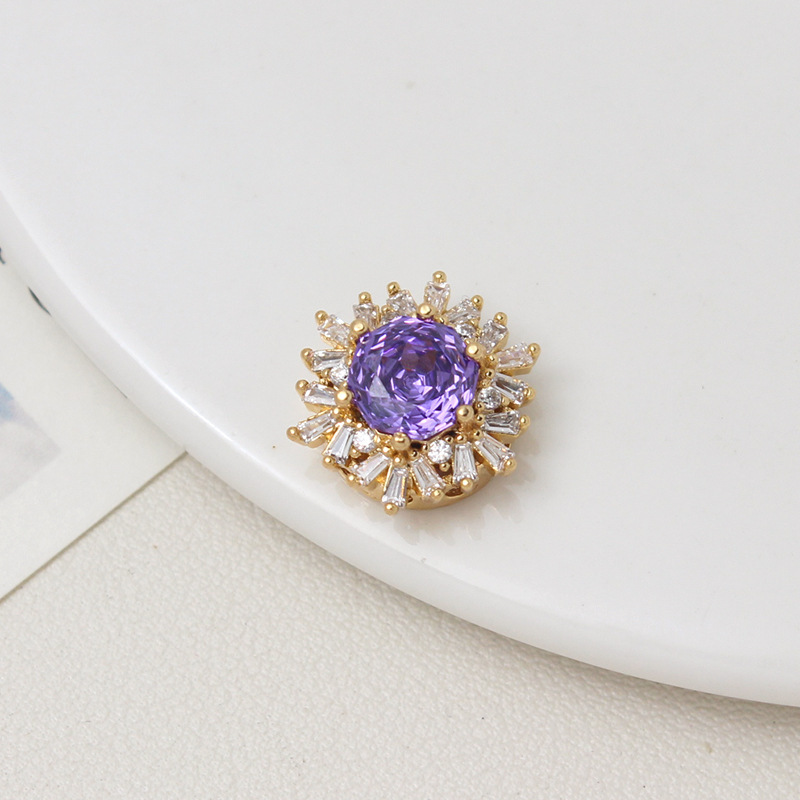 Colorful Rose Cut Zirconia Full Inlaid Snowflake Spacer Bead Multiple Holes