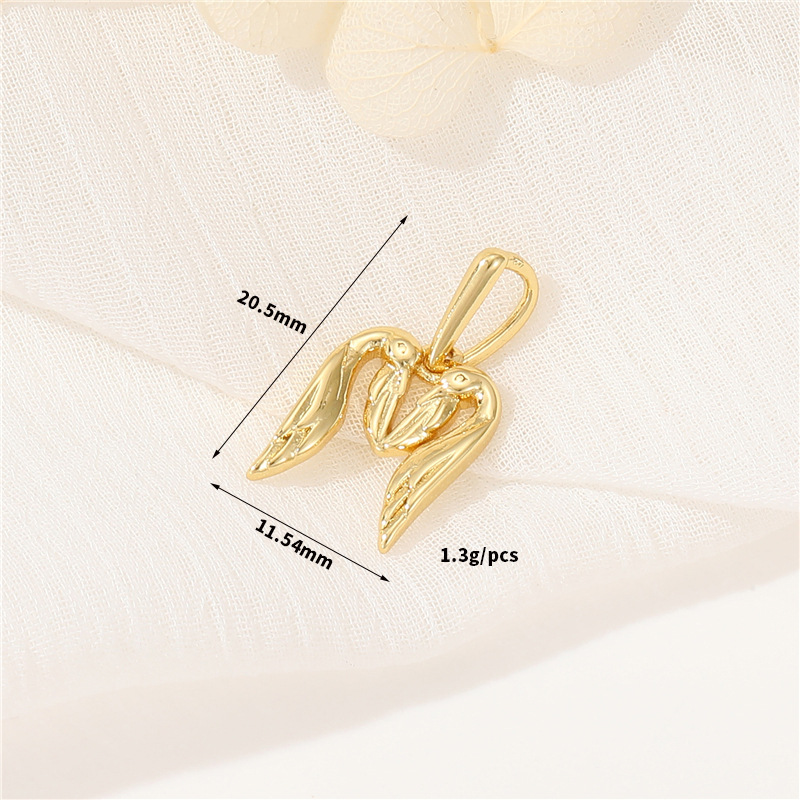 14k Gold Plated Artistic Bird 26 Letters Pendant Jewelry Charms