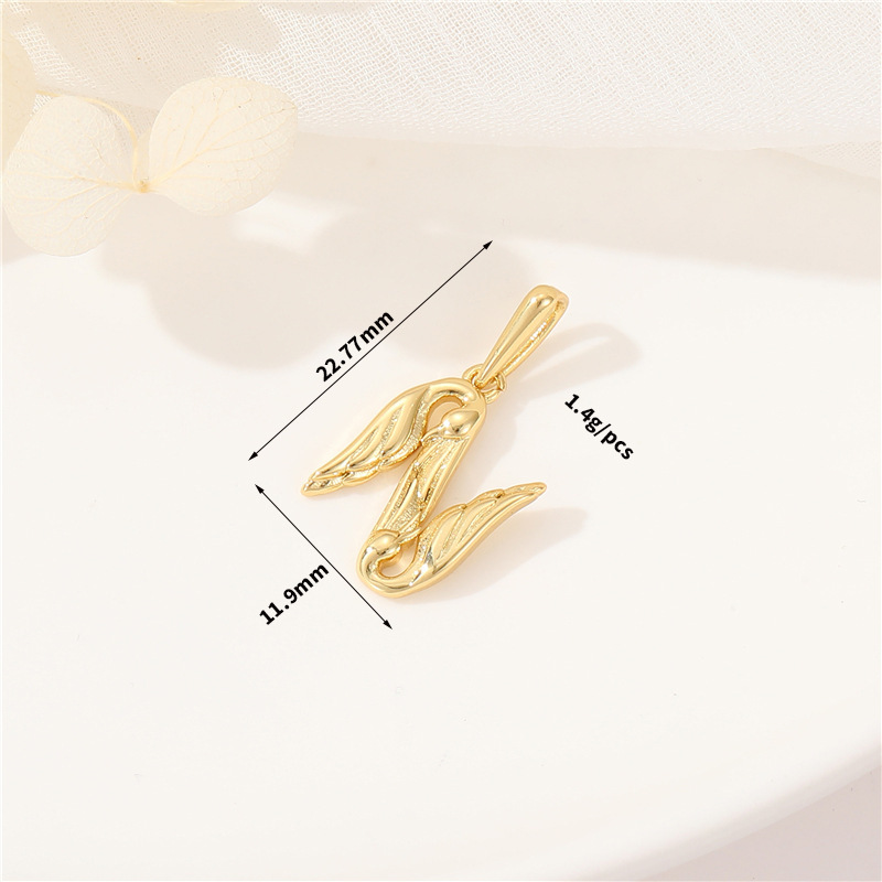 14k Gold Plated Artistic Bird 26 Letters Pendant Jewelry Charms