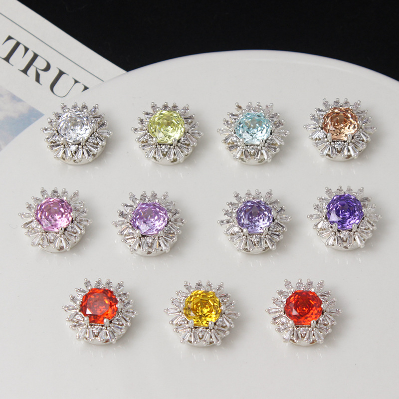 Colorful Rose Cut Zirconia Full Inlaid Snowflake Spacer Bead Multiple 