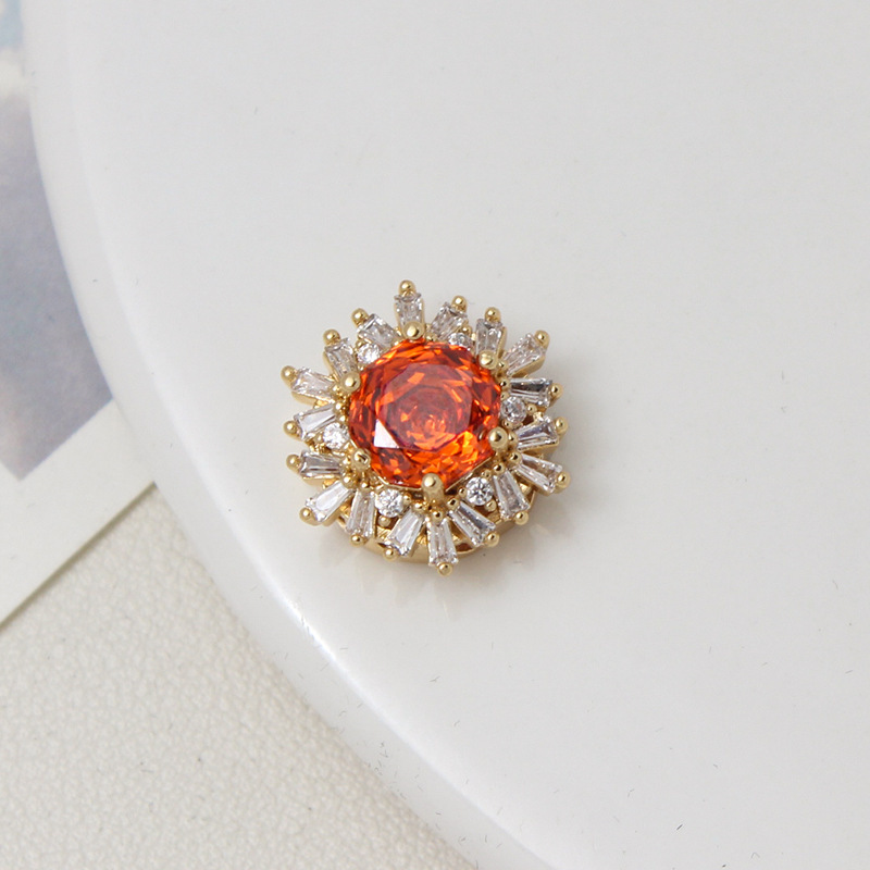 Colorful Rose Cut Zirconia Full Inlaid Snowflake Spacer Bead Multiple Holes