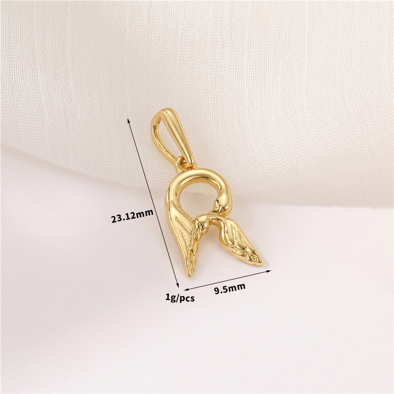 14k Gold Plated Artistic Bird 26 Letters Pendant Jewelry Charms