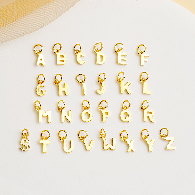 925 Sterling Silver 6*8mm letters charms jewelry pendant with hanging ring