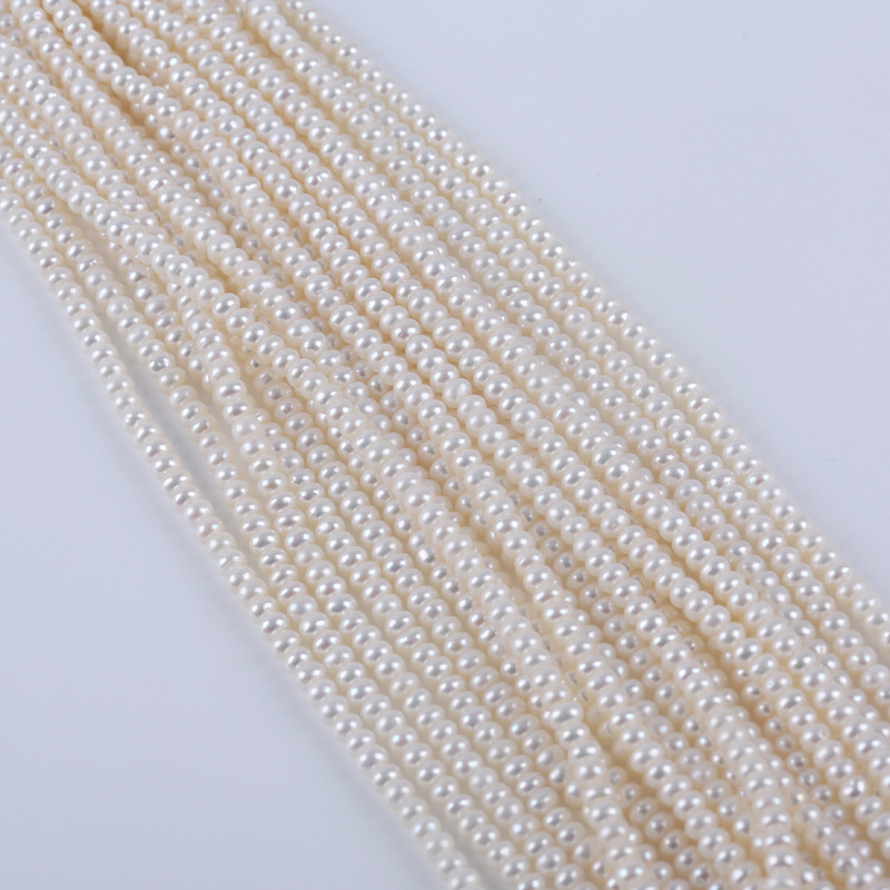 Cabochon with Cross Hole Natural Freshwater Pearls Strand