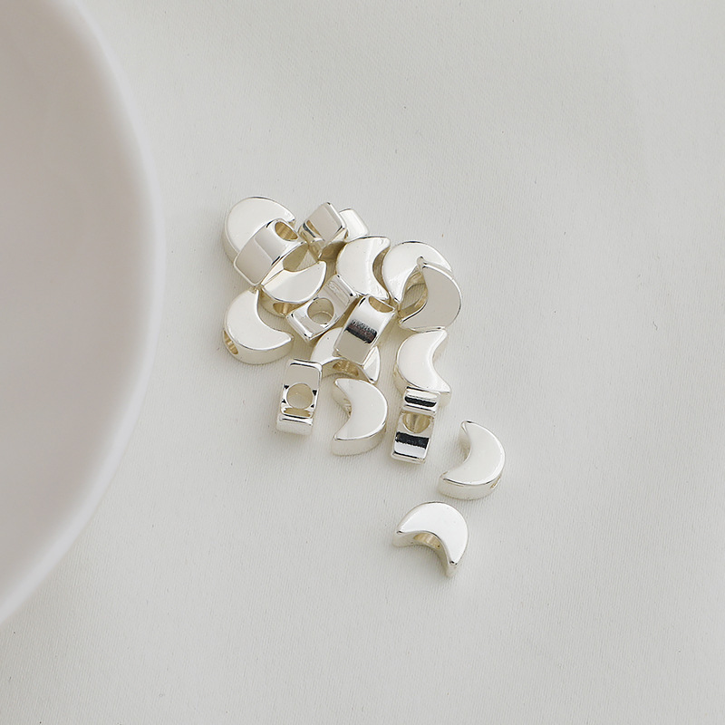 gold plated cross hole moon spacer beads 10pcs