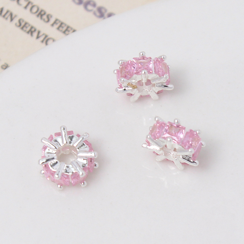 Inlaid Square Zircon Wheel Spacer Bead