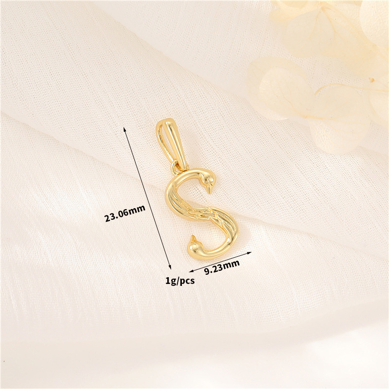 14k Gold Plated Artistic Bird 26 Letters Pendant Jewelry Charms
