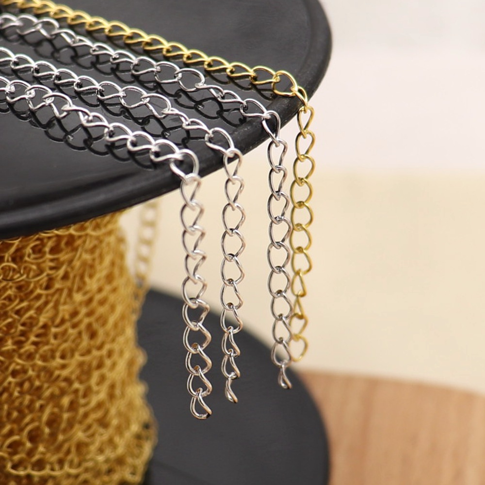2.5mm 925 sterling silver Curb Chain Extension Chain Making 10cm Multiple Color