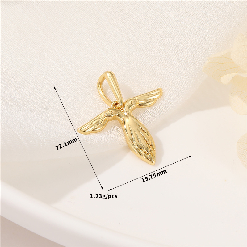 14k Gold Plated Artistic Bird 26 Letters Pendant Jewelry Charms