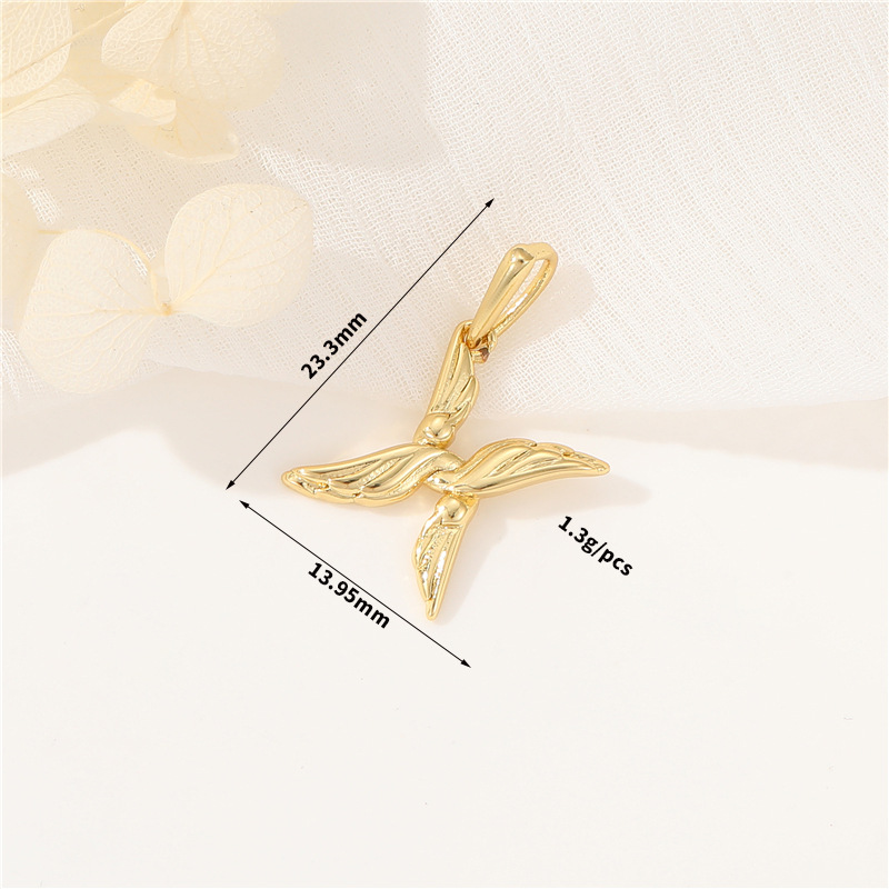 14k Gold Plated Artistic Bird 26 Letters Pendant Jewelry Charms