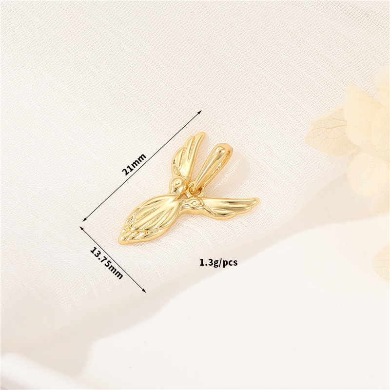 14k Gold Plated Artistic Bird 26 Letters Pendant Jewelry Charms