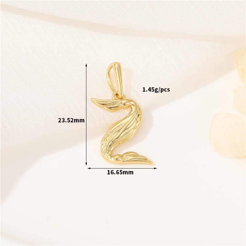 14k Gold Plated Artistic Bird 26 Letters Pendant Jewelry Charms