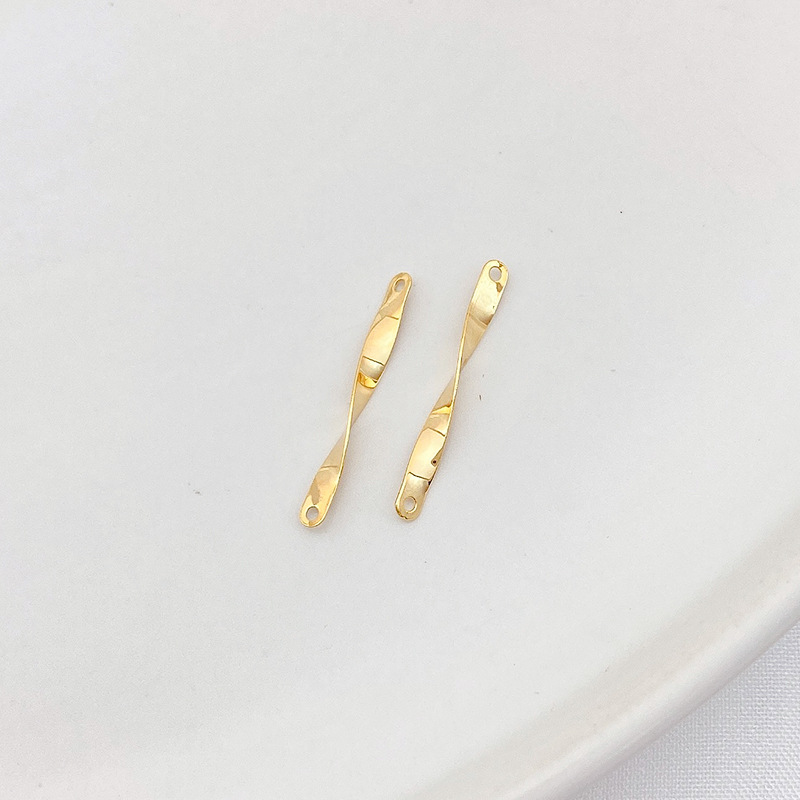 Dual Hanging Rings Gold Plated Wavy Curved Connector Charms for DIY 10